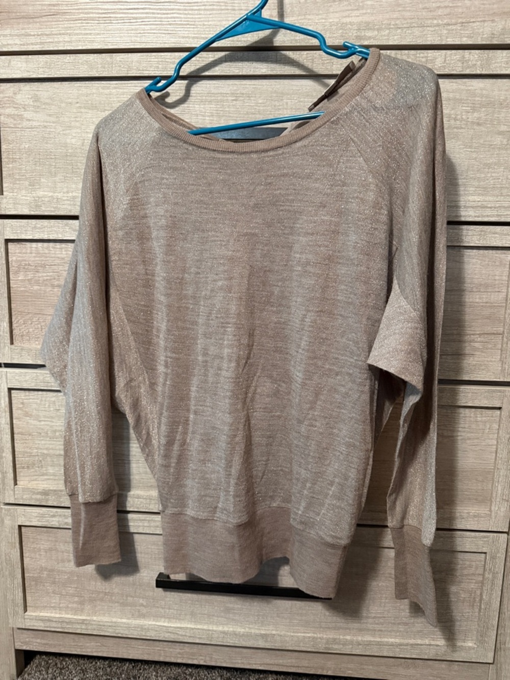 LOFT Metallic Taupe Crewneck Sweater